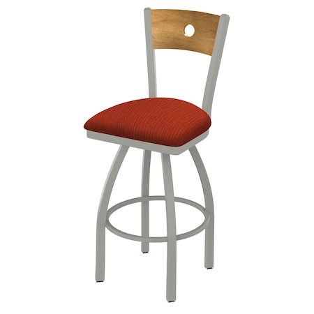 Holland Bar Stool Co 30" Swivel Counter Stool, Nickel Finish, Med Back, Graph Poppy Seat 83030ANMedMplB021